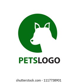 Dog logo isolated on white background. Dog logo for web site, label and wallpaper template. Useful for poster, placard, ad, cover and print materials. Creative art concept,vector illustration,eps 10