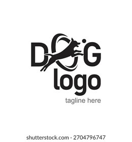 Dog logo with a dog jumping in a circle