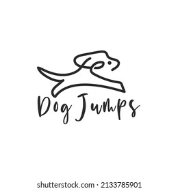 Logo de perro salto de línea estilo diseño vectorial