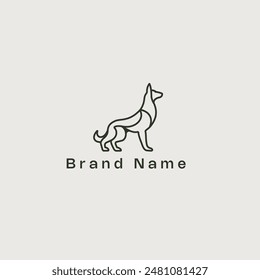 diseño de ilustración de Vector de línea de logotipo de perro. Plantilla de logotipo de tienda de mascotas