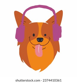 dog logo listening to misic with headset