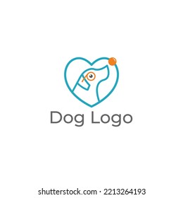 Dog Logo Love simple  blue