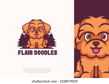 dog logo mascot illustration, flat cartoon style vector.