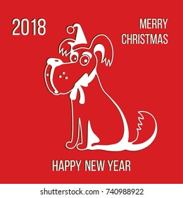 dog logo on a red background Oriental horoscope postcard design