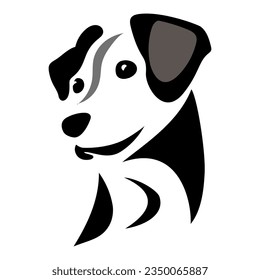 dog logo outline black white dog vector drawing, illustration