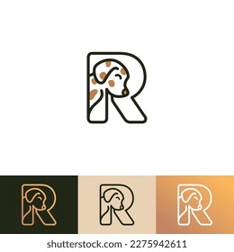 Dog Logo of pet Puppy Letter R veterinary Dogs care shop icon Initial Animal symbol clipart vector