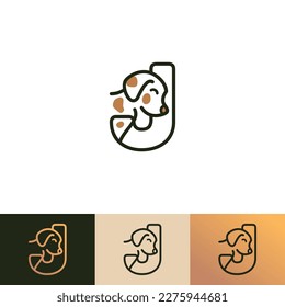 Dog Logo of pet Puppy Letter J Dogs care shop icon Initial Animal symbol veterinary clipart vector