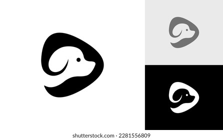 Dog logo with play button icon