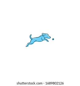 Dog logo playing ball is simple and elegant