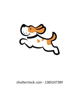 a dog logo playing and jumping