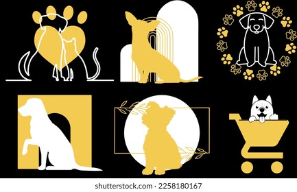 Logotipo de perro conjunto ilustración vectorial, logos modernos de cachorro