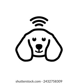 Logotipo del perro con la señal, elemento de diseño para el logotipo, póster, tarjeta, bandera, emblema, camiseta. Ilustración vectorial.