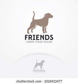 Dog logo. Dog silhouette for icons, symbols of animal care logo, pet food, veterinary. Veterinarian logo template