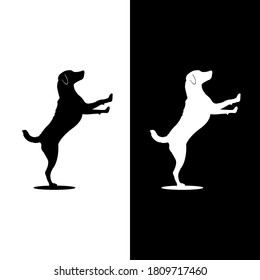 dog logo silhouette on black and white background