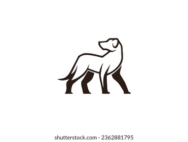 dog logo in simple, abstract, line art style