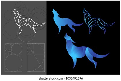 Dog logo. Stylized Dog Sign, Emblem or Logo Template. Made With Golden Ratio Principles.Golden Ratio .