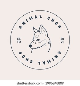 Plantilla de logotipo de perro. Icono de vector animal. Tienda de mascotas. Line Art.