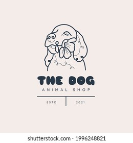 Plantilla de logotipo de perro. Icono de vector animal. Tienda de mascotas. Line Art.
