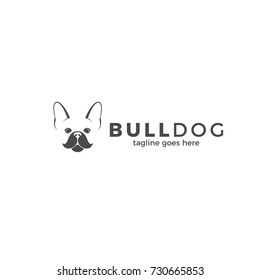 Dog. Logo template. Cute bulldog on white background. Vector illustration 