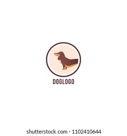 Dog logo template. Cute puppy logotype isolated on white background.