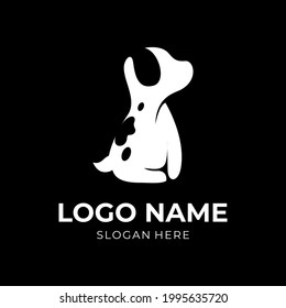 dog logo template with flat white color style
