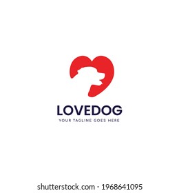 Dog Logo Template - Vector love and dog Symbol Logo suitable for pet salon, grooming salon, and pet lover community
