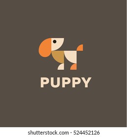 dog logo in tile flat design for your business art