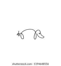 Dog logo vector with continuous one line art style. Minimalist icon template.