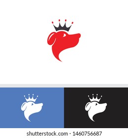 Dog logo Vector with creative wearing a crown