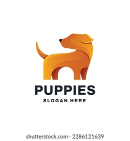 Dog Logo Vector Icon Illustration Gradient Style