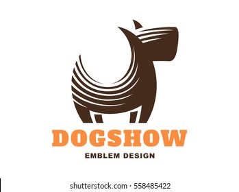 Dog logo - vector illustration, emblem design on white background.