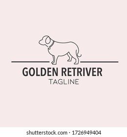 Vector de logotipo de perro, arte de línea, contorno, estilo plano y doodle