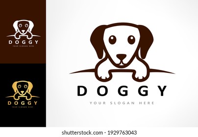 Dog logo vector. Puppy animal. Pet design.