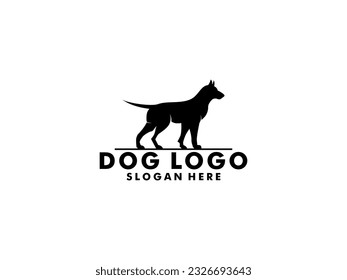 Hundelogo, Vektorgrafik, einfaches, minimales Logo für Hundepflege, Silhouette-Hund-Logo