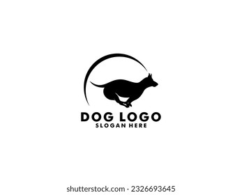 Dog logo vector, simple minimal dog care logo design, silhouette dog logo