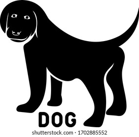 Dog Logo - Dog Vector Logo  True Dog Friend logo design template. Graphic sitting puppy logotype, sign and symbol. Pet silhouette label illustration  on white background. Modern animal badge for vet