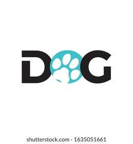 Dog logotype with the footprint of the dog in the letter O