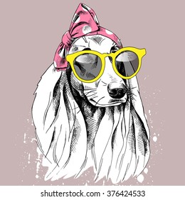 Dog Long Ears Pink Headband Sunglasses Stock Vector (Royalty Free ...