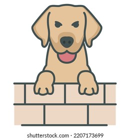 Dog looking over a wall vector icon