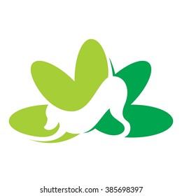 dog and lotus logo vector design.