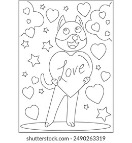 dog love and affection theme coloring book page for kids or grown adults coloring book mindful relaxation activity