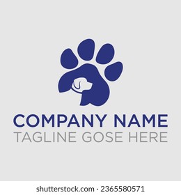 Dog love heart animal logo vector illustration. Creative Dog logo inspiration, dog paw vector footprint icon french bulldog cartoon character symbol illustration doodle design.
