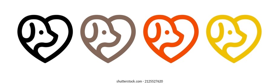 Dog Love Heart with cute puppy face vector illustration best used for pet care, pet friendly logo.