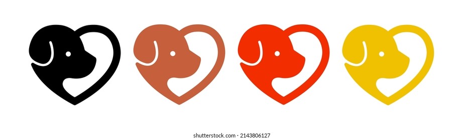 Dog Love Heart with cute puppy face vector illustration best used for pet care, pet friendly logo.	