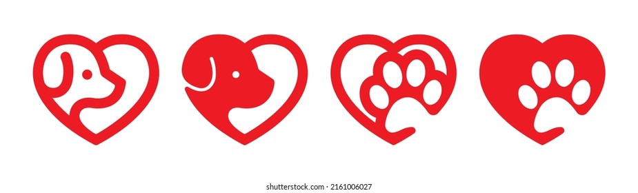 Dog Love Heart with cute puppy face vector illustration best used for pet care, pet friendly logo.	 - Shutterstock ID 2161006027