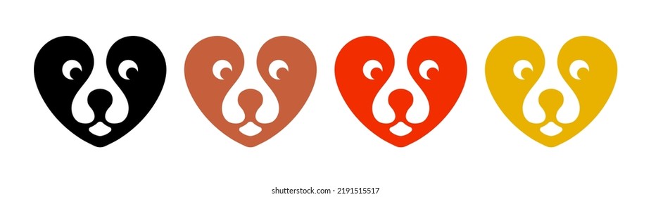 Dog Love Heart with cute puppy face vector illustration. Best used for pet care, pet-friendly logo.	
