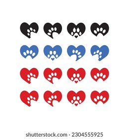 Dog Love Heart with cute puppy face vector illustration best used for pet care, pet friendly logo.