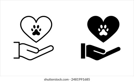 Corazón del amor del perro con el sistema lindo del icono de la cara del perrito. Ilustración vectorial sobre fondo blanco. mejor utilizado para el cuidado de la mascota,