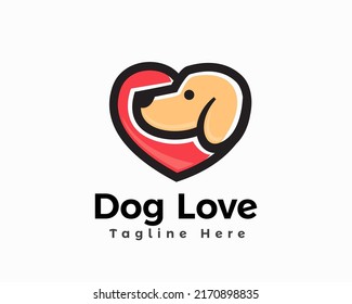 dog love heart dog head logo icon symbol template illustration inspiration