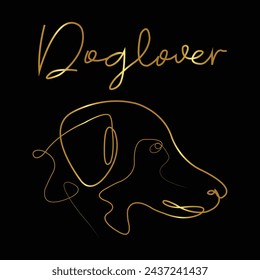 
Dog love, Line art, Pets lover, Puppy, Happy pet owner, continuous line drawing, Vector illustration, Gold isolated on black, The concept of a dog lover, Animal love, cute puppy, Pet illustration.
  